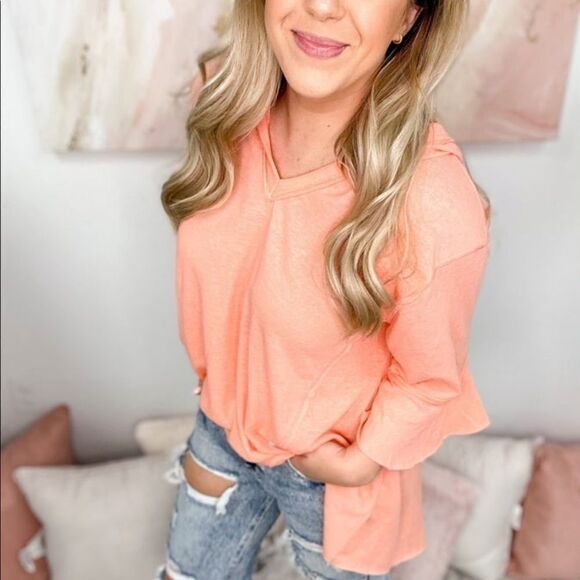 New Easel The Inside Scoop Hooded Top coral - Picture 3 of 6